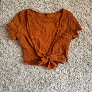 Zara Women's Orange Tie-Front Top